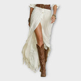 Vestido comprido com elegância boémia