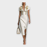 Vestido com detalhe bordado sofisticado