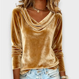 Lijana - T-shirt de veludo de manga comprida em cor sólida