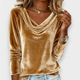 Lijana - T-shirt de veludo de manga comprida em cor sólida