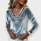 Lijana - T-shirt de veludo de manga comprida em cor sólida