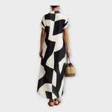 Vestido comprido elegante com design moderno e elegância intemporal