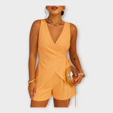 Meni - Calções elegantes de cetim com top cruzado