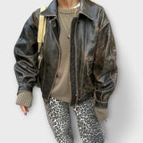 Carina - Calças de ganga vintage com estampado de leopardo