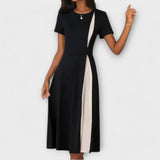 Diana - Vestido midi preto e branco