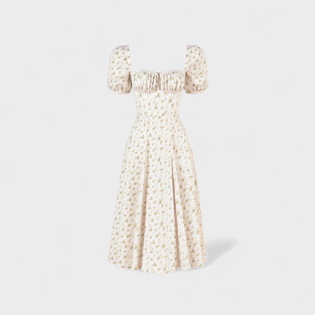 Helena - Vestido Verão com Decote Quadrado