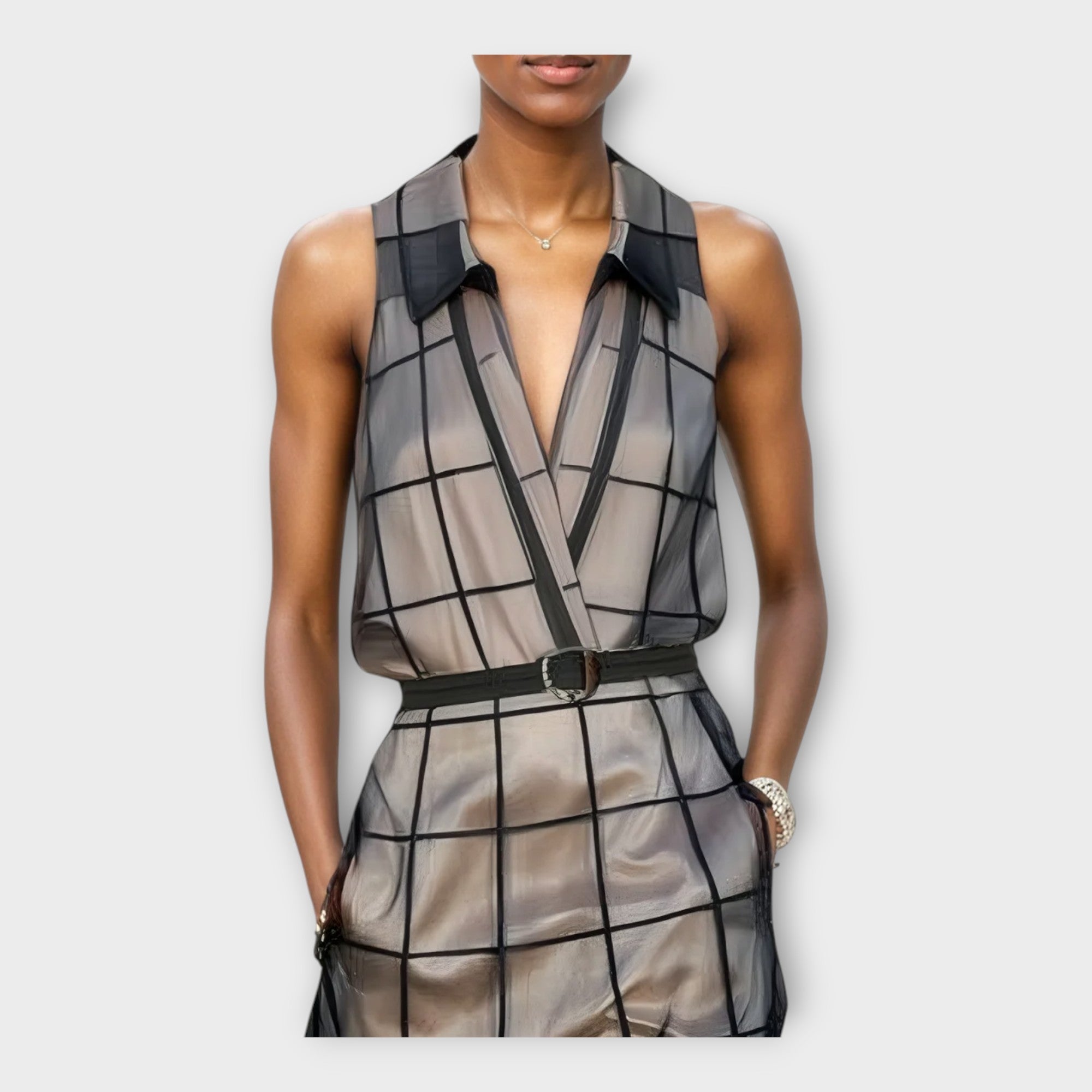 Vestido elegante com detalhes modernos e design sofisticado