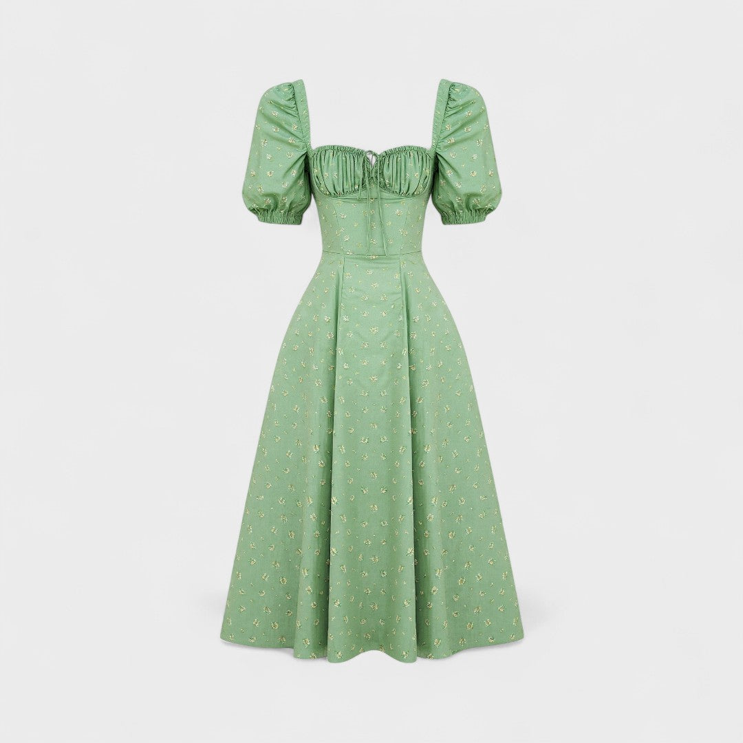 Helena - Vestido Verão com Decote Quadrado