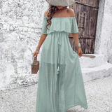 Beatriz - Vestido maxi com ombros à mostra