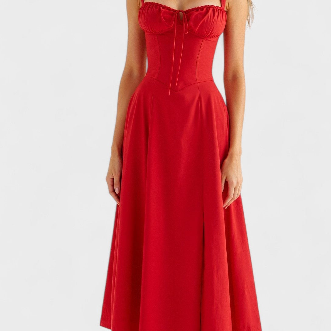 Carolina - Vestido Floral com Corpete Ajustado